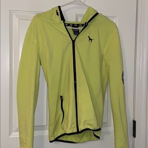 PINK neon yellow zip-up hoodie